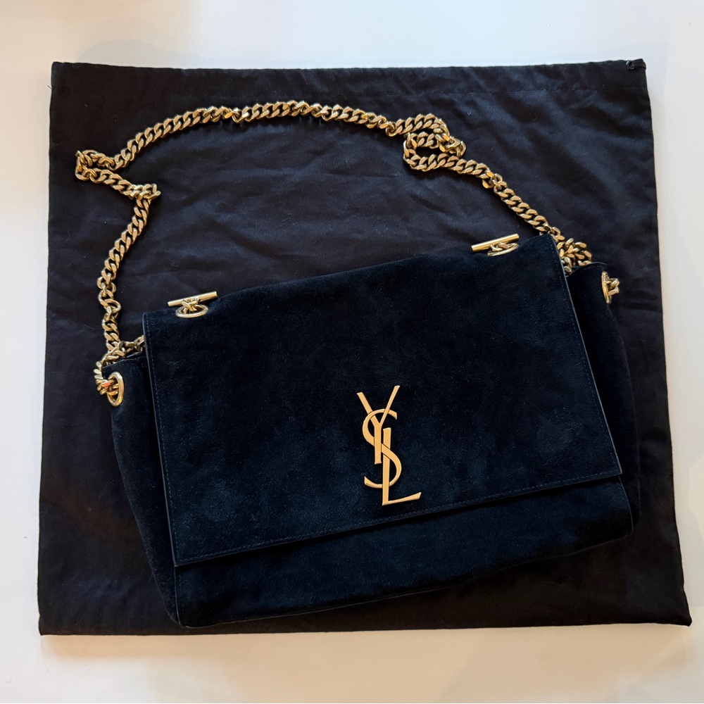 YSL Kate Medium Black Suede/Smooth Leather Reversible Crossbody Bag - Picture 3 of 16
